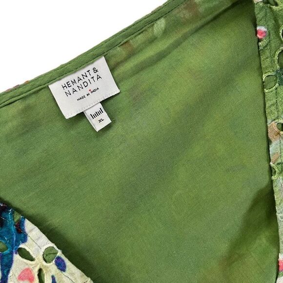 HEMANT AND NANDITA Zaria Short Dress in Military Green - Picture 3 of 13